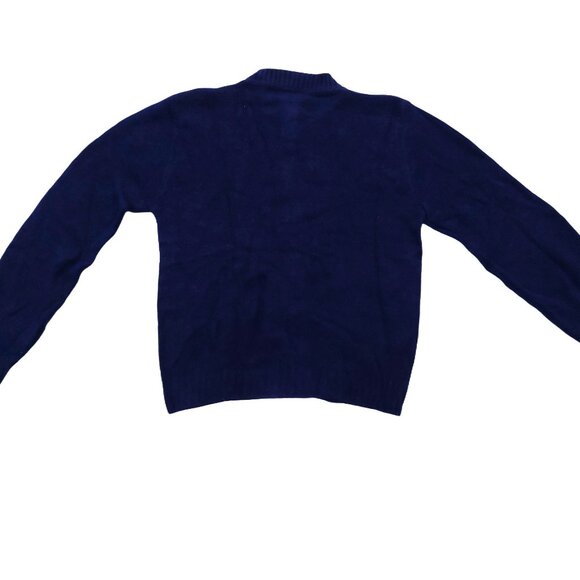 Vintage 1940s-1950s Navy Blue Long Sleeve Cardigan Knit Sweater w/ Blue Buttons - Picture 5 of 7